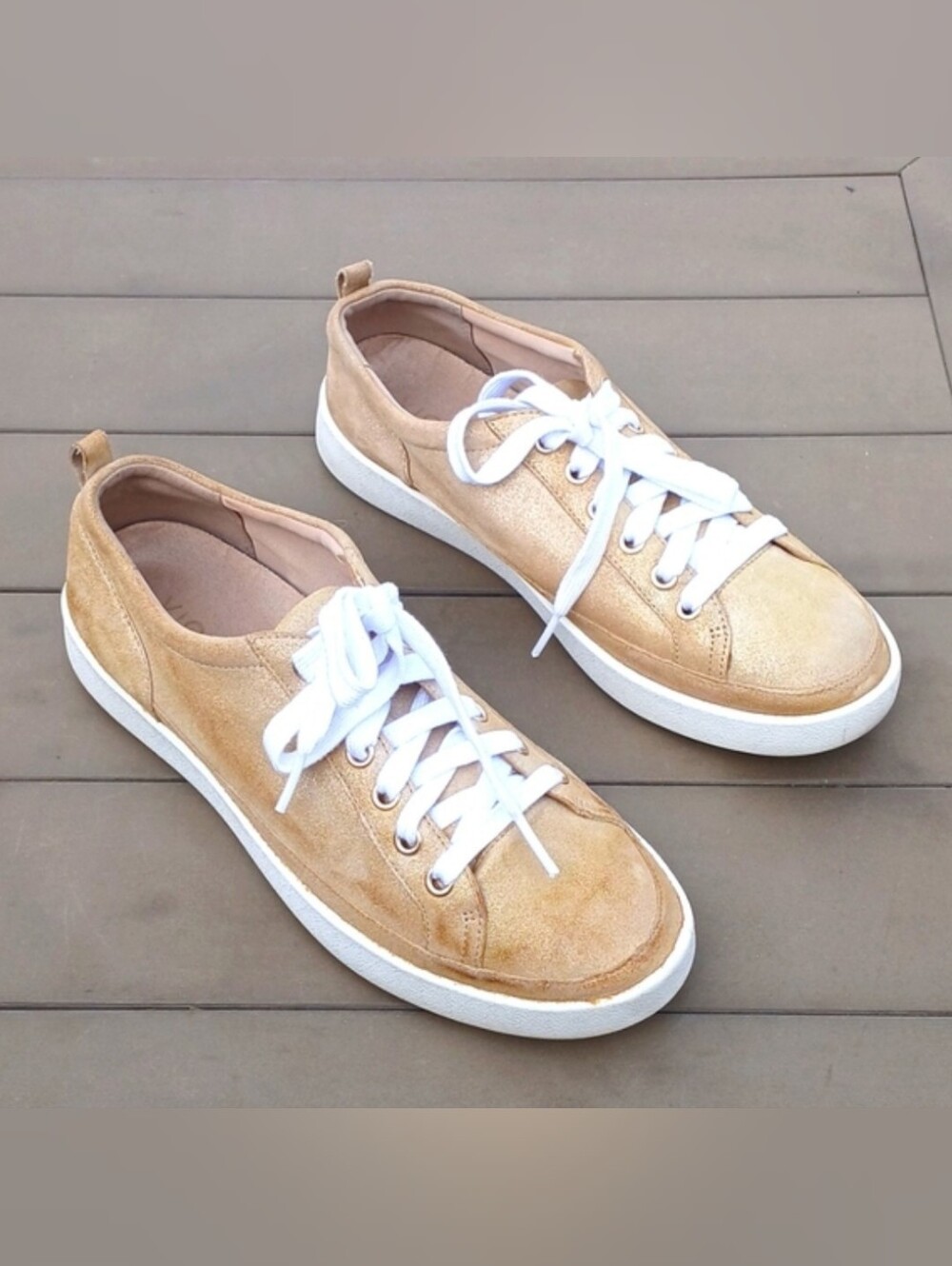 Vionic Casual Gold Suede Lace-Up Sneakers